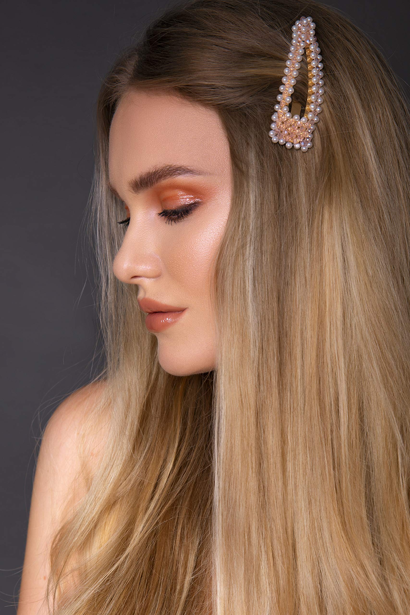 Pearl Hair Clips for Women Girls - 6 Pcs Large Fashion Hair Clip Hair Pins Barrettes Alligator clips Handmade Accessories for Gift Party Wedding Daily