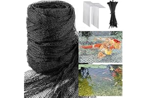 Warmfarm Pond Netting Kit 10 x 10 ft & 10 x 20 ft - Heavy Duty HDPE Fine Mesh Net for Koi Ponds - Protects Fish from Raccoons and Herons - Includes Stakes & Zip Ties (20 * 20FT)