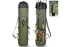 SILANON Fishing Rod Bag Pole Holder, Portable Fishing Rod Case Carrier Canvas Pole Storage Bag Travel Carry Case Waterproof Fishing Tackle Gear Organizer
