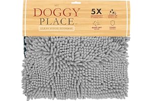 My Doggy Place Dog Towel - Super Absorbent Microfiber Towel with Hand Pockets - Dog Bathing Supplies - Quick Dry Shammy Towel - Washer and Dryer Safe - Light Grey - 30 x 12.5 in