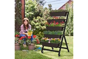 TOREVSIOR 5-Tier Vertical Raised Ganden Bed, Vertical Garden Planter Outdoor with Removable Wheels, 3 Shovels and 10 T-Lables Included, for Vegetables Flowers Herbs Indoor Outdoor