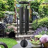 ASTARIN 45 in Memorial Wind Chimes Large with 6 Heavy Tubes, Large Deep Tone Wind Chimes Outdoor for Garden Hanging Décor,Sympathy Gifts. Black
