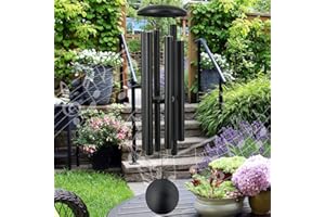 ASTARIN 45 in Memorial Wind Chimes Large with 6 Heavy Tubes, Large Deep Tone Wind Chimes Outdoor for Garden Hanging Décor,Sympathy Gifts. Black