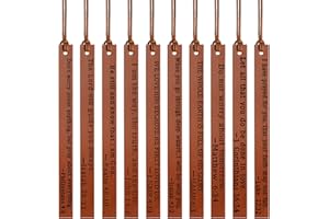 Laumoi 10 Pieces Christian Leather Bookmark for Women Men Leather Handmade Bible Bookmarks Religious Christian Gifts for Book Lovers Church Book Club Supplies(Elegant,Brown)