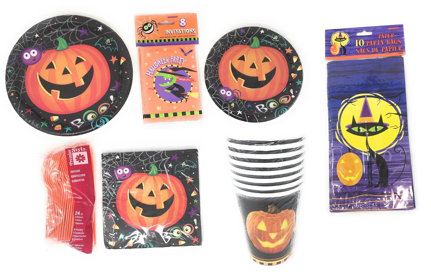 Amazon.com: Pumpkin Pals Halloween Mega Party Bundle: 16 Invitations, 16 Pumpkin Pals Dinner Plates and Lunch Plates With 16 Matching Napkins, 20 Goody Bags ...