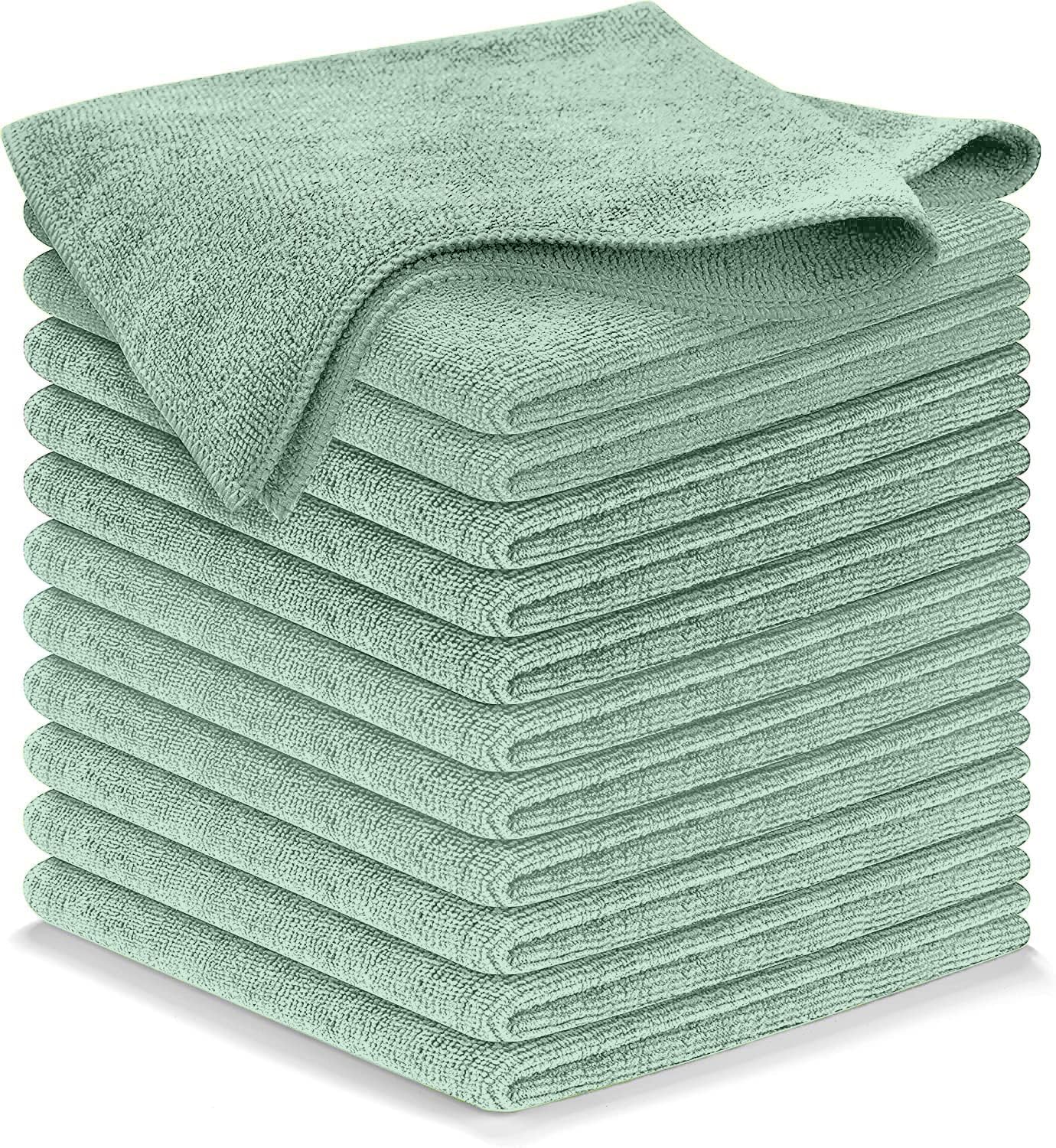 Photo 1 of USANOOKS Microfiber Cleaning Cloth - Sea Green - 12Pcs (12.5x12.5 inch) High Performance - 1200 Washes, Ultra Absorbent Car Towel Traps Grime & Liquid for Streak-Free Mirror Shine - car Washing Cloth