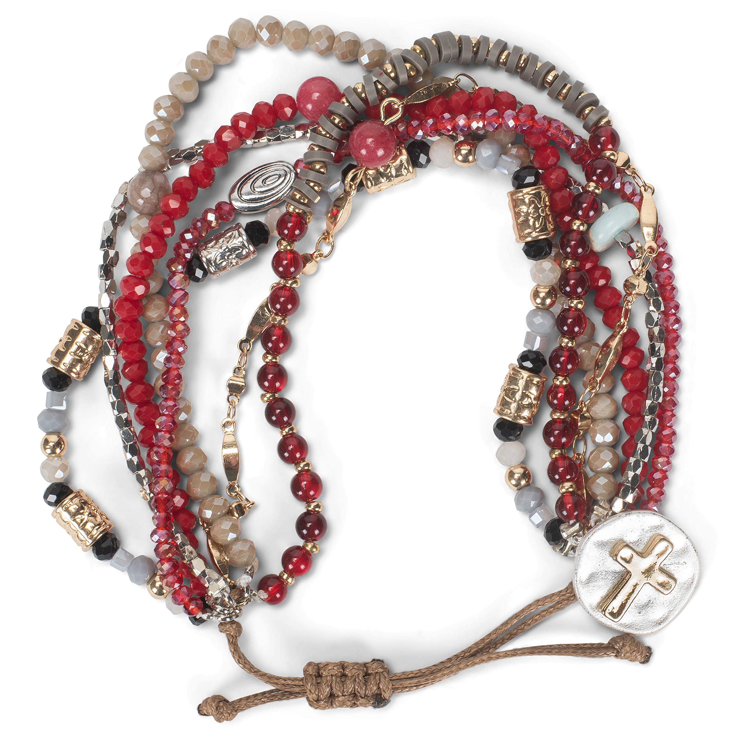 DEMDACO Beaded Love Turquoise Blue One Size Fits Most Glass and Metal Charm Bracelet, One size, Glass