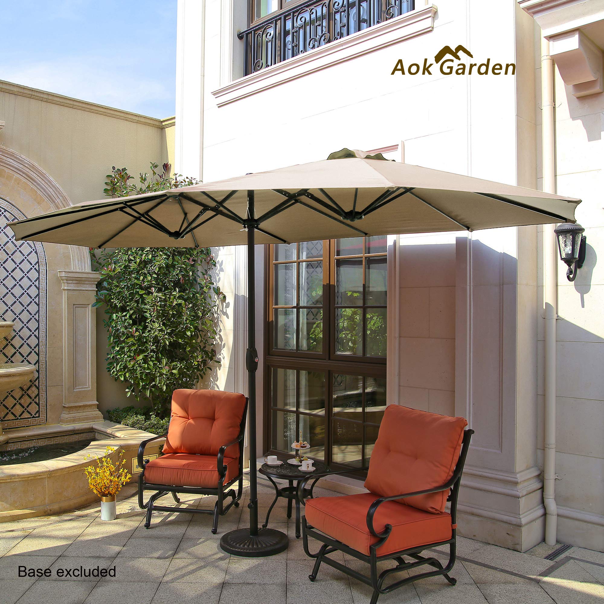 Aok Garden 15 Ft Outdoor Patio Umbrella Double Sided Aluminum Table Umbrella With Lift Crank Sand Buy Online In India At Desertcart