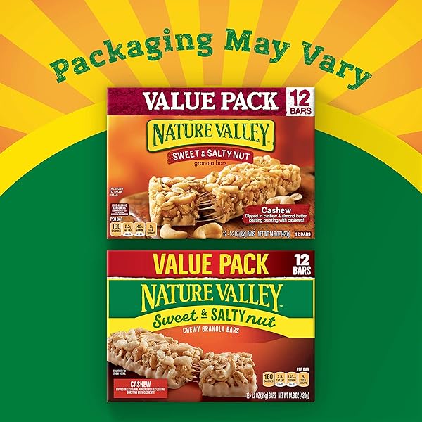 NATURE VALLEY GRANOLA BARS, SWEET & SALTY NUT, CASHEW, 12 CT, 14.8 OZ