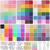 Funtopia 61000pcs 2mm Seed Beads for Jewelry Making, 5 Types 120 Colors Small Glass Beads for Bracelets, Friendship Bracelet Kit with Alphabet Letter Beads, Smile Face Beads for DIY, Art and Craft