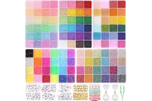 Funtopia 61000pcs 2mm Seed Beads for Jewelry Making, 5 Types 120 Colors Small Glass Beads for Bracelets, Friendship Bracelet Kit with Alphabet Letter Beads, Smile Face Beads for DIY, Art and Craft