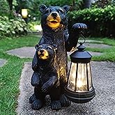RCTTICUU Black Bear Solar Lantern Garden Statues，Loving Bear Figurine Lights for Outside Decoration ,Lawn Outdoor Decor for Patio,Balcony,Yard-Unique Gift for Grandma Wowen Mom