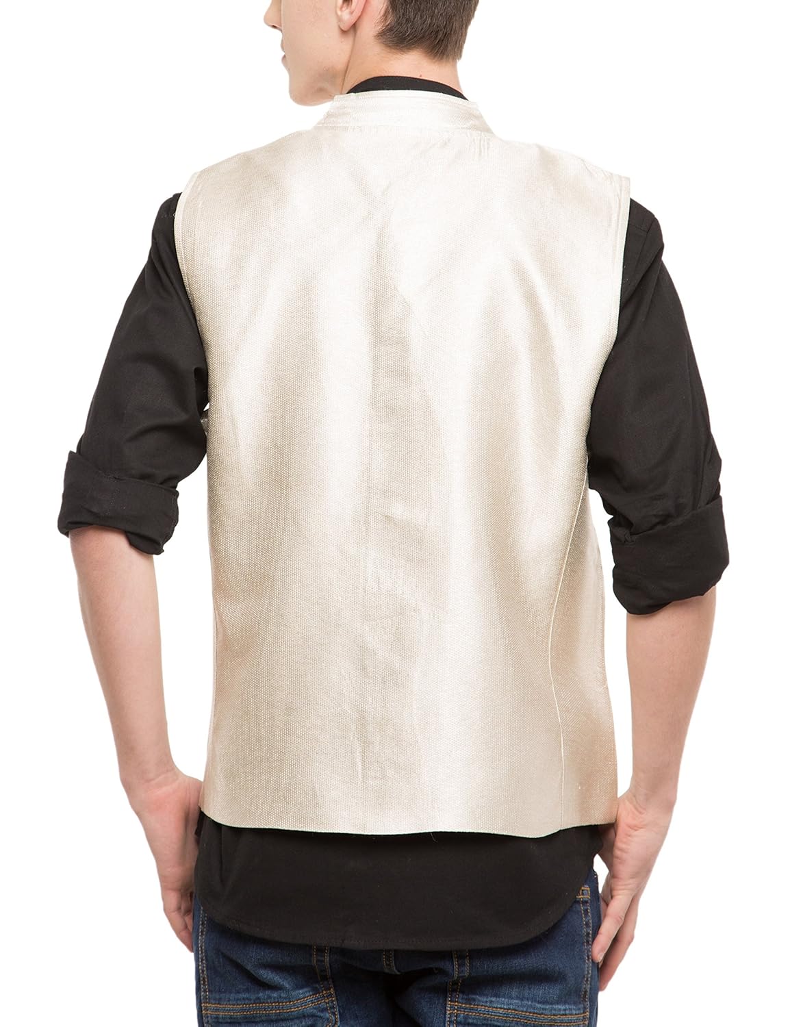 svanik men's banded collar waist coat