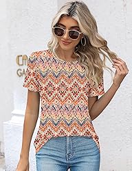 Kistore Crew Neck Tops for Women Comfy Boho Floral