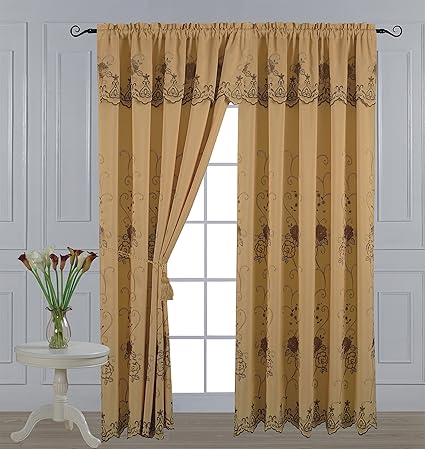 All American Collection New 1 Panel Embroidered Curtain With