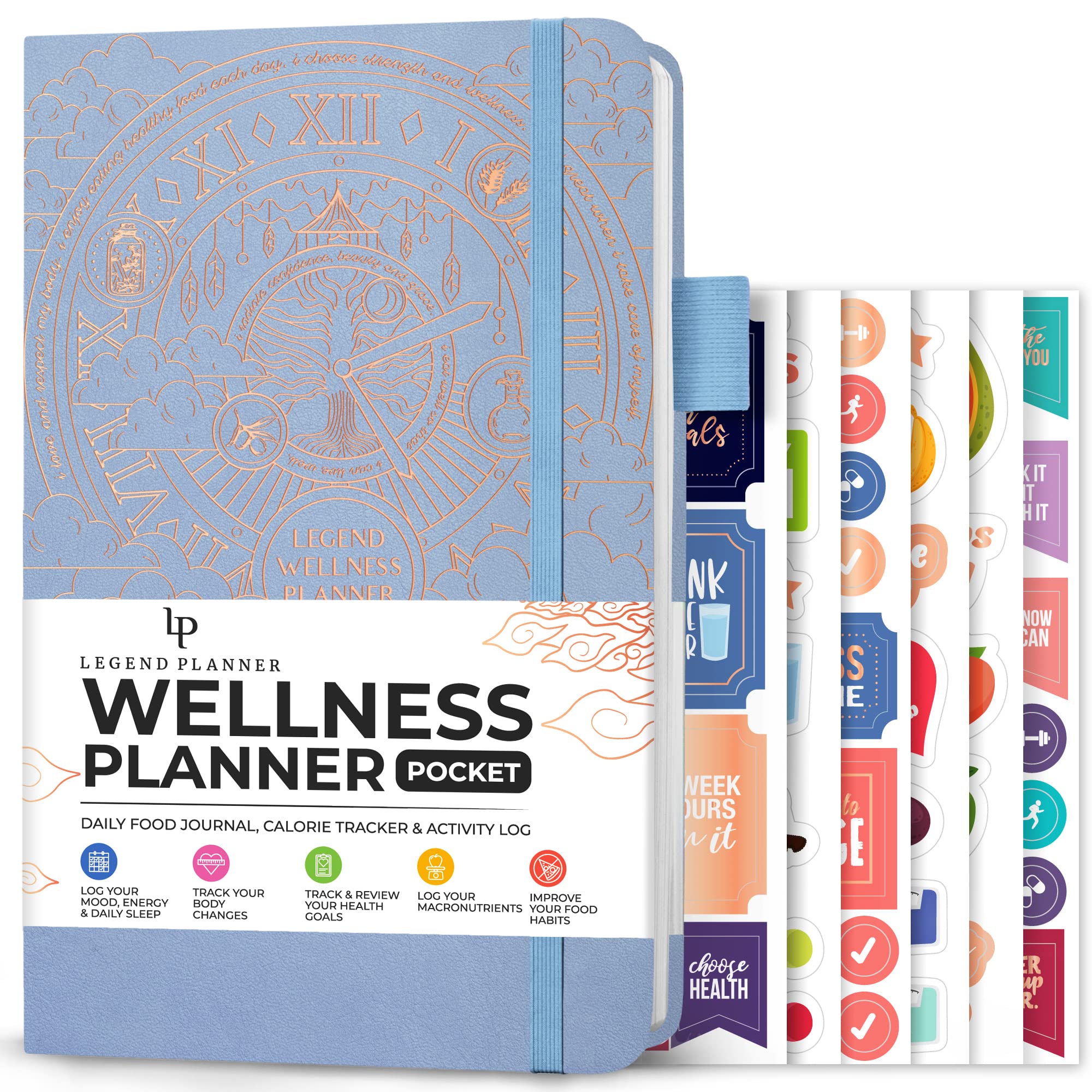 Photo 1 of Legend Wellness Planner & Food Journal Pocket – Daily Diet & Health Journal with Weight Loss, Measurement & Exercise Trackers – Lifestyle & Nutrition Diary – Lasts 6 Months, 3.9x6.3? – Periwinkle