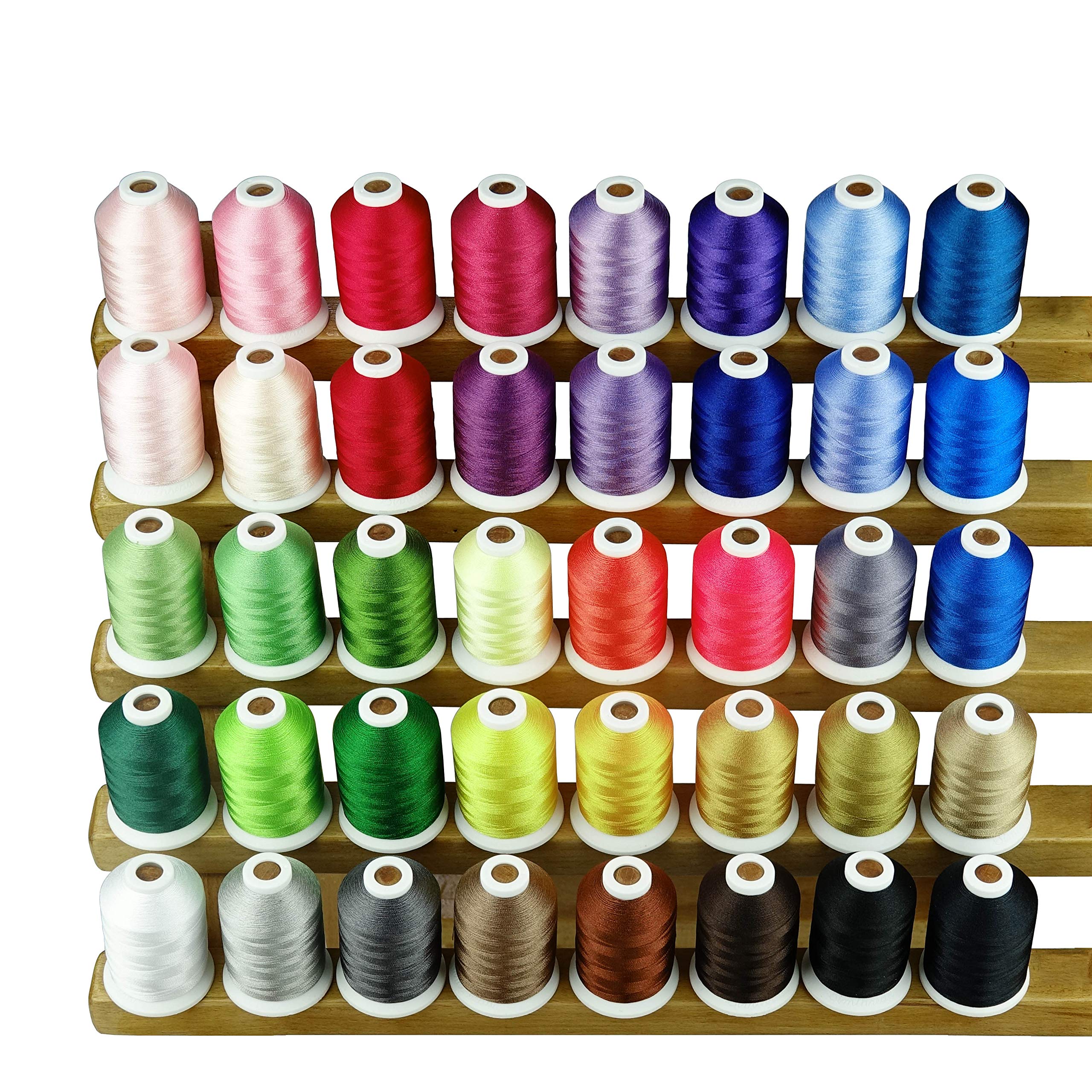 Simthread Brother 40 Colors Machine Embroidery Thread Big Spool 1100Y