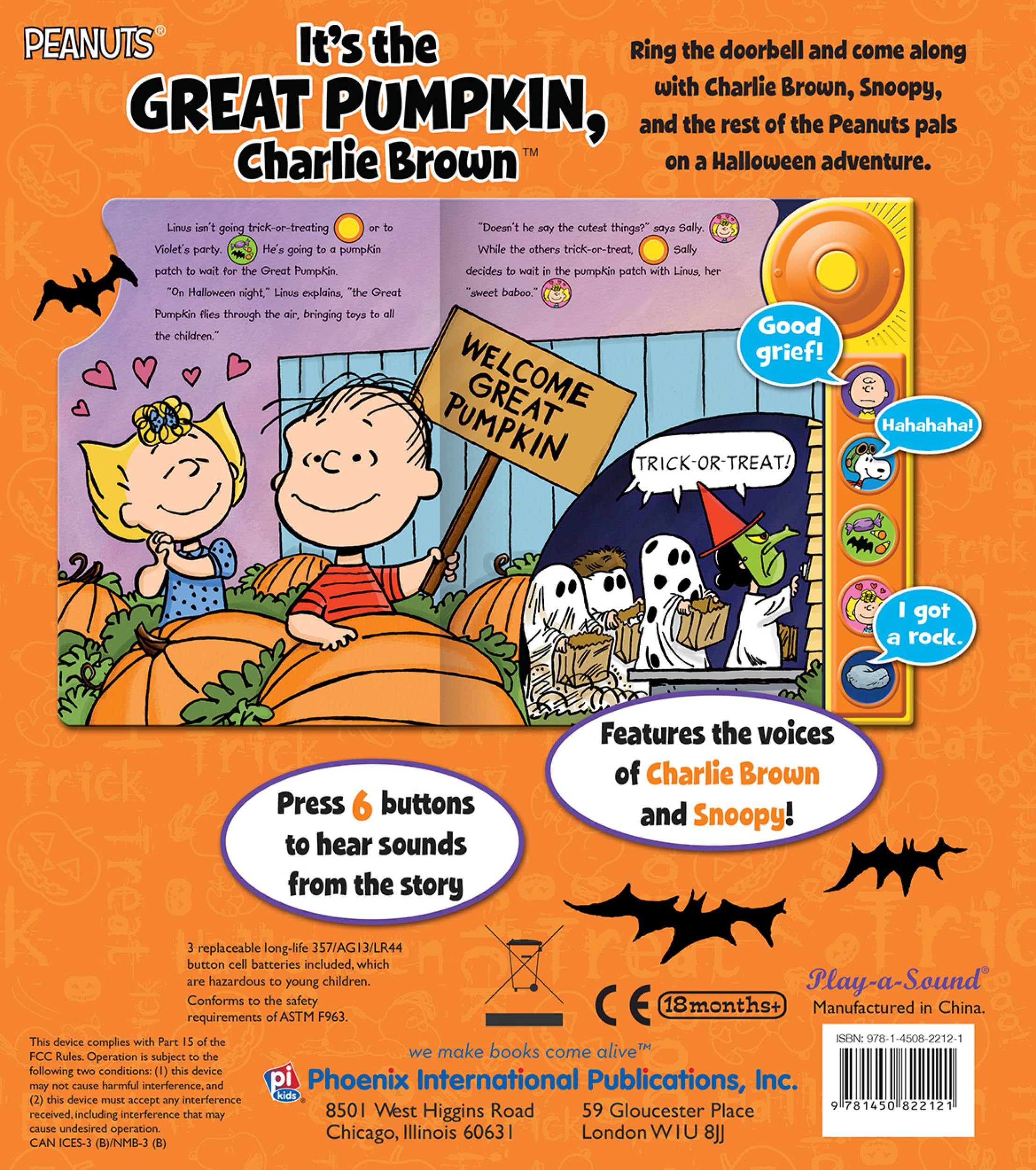 Peanuts - It's the Great Pumpkin, Charlie Brown - Doorbell Sound Book - PI Kids Peanuts - It's the Great Pumpkin, Charlie Brown - Doorbell Sound Book - PI Kids Board book