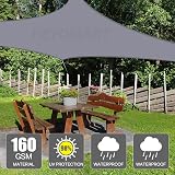 HEYOMART Sun Shade Sail 2m x 2m Square Grey UV 98% Waterproof Outdoor view 4