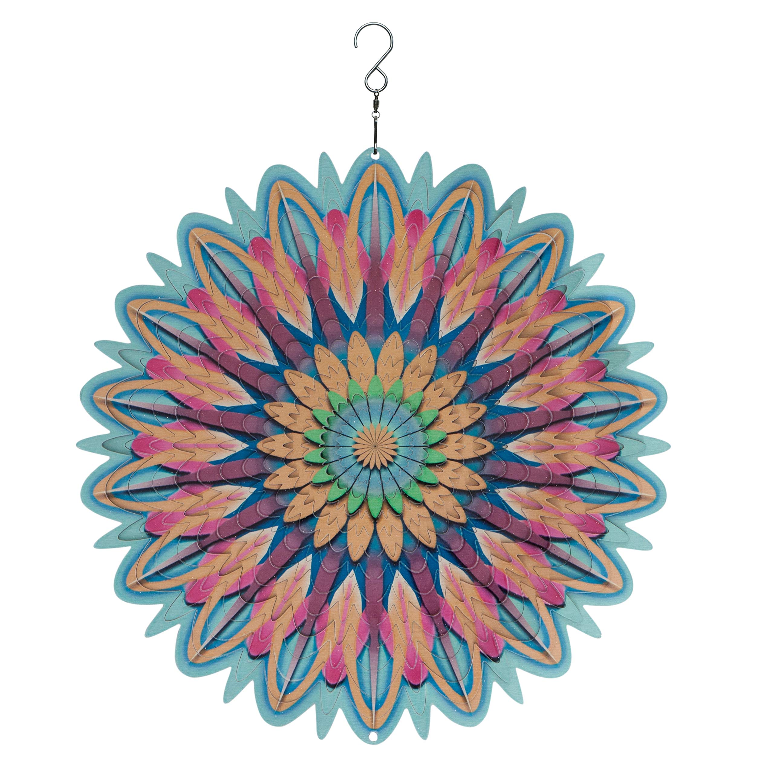 Spin Art Metal Wind Spinner Mandala Flower 12inch