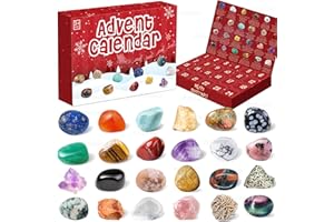 DYMUZIC Crystal Advent Calendar 2024, Rock Advent Calendar 2024 Adult, Kids, Boys, Girls, Teen Girls, Women Healing Crystal Gemstone Advent Calendar, 24 Days of Surprise Natural Crystals and Gem Rocks