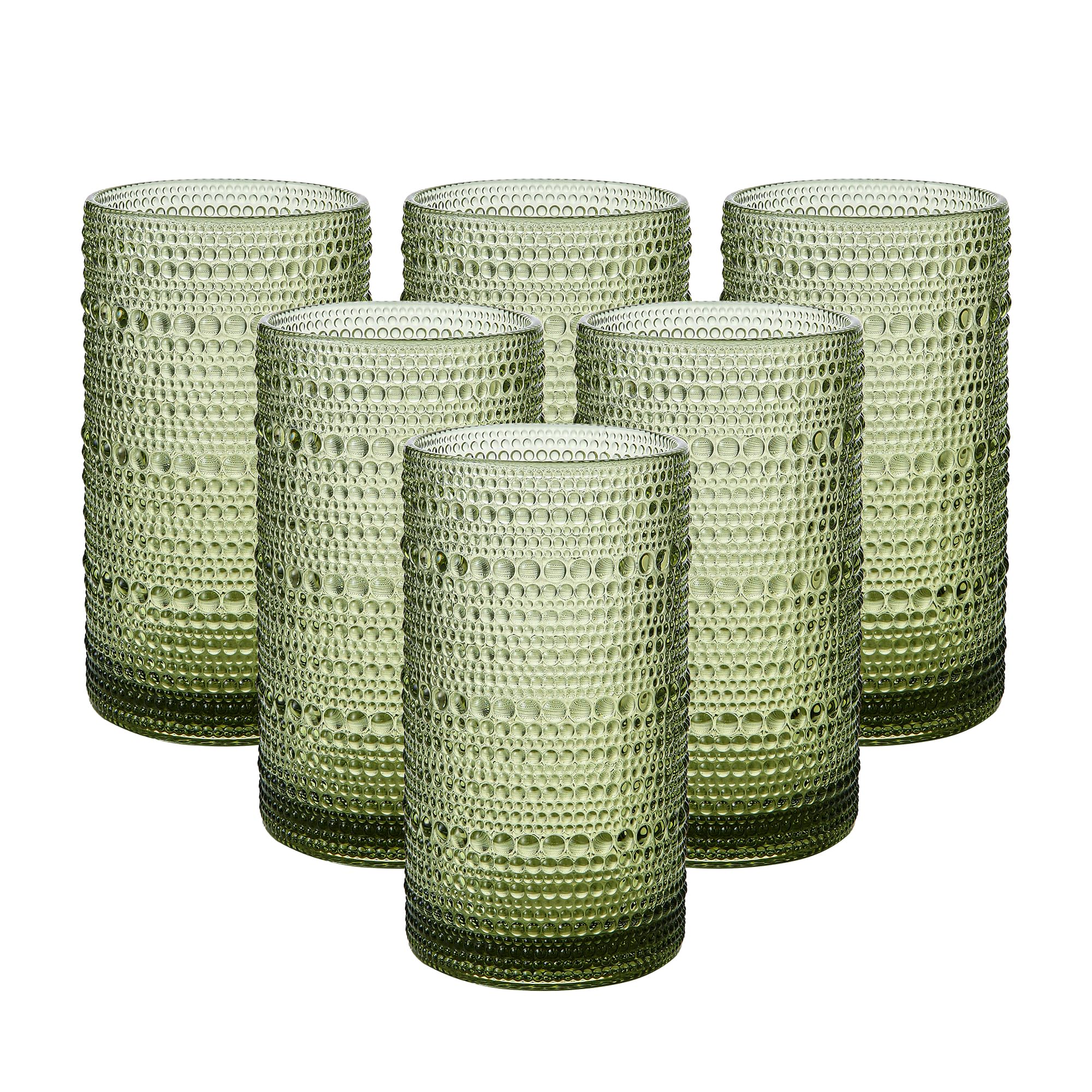 Photo 1 of HEFBCOMK Vintage Glassware Drinking Glasses Set of 6,16oz Hobnail Glass Cups,Embossed Green Water Tumbler,for Cocktail, Juice, Whiskey, Milk and Various Mixed Drinks