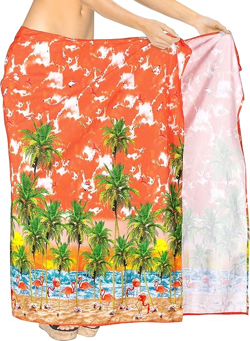HAPPY BAY Damen Bikini Sarong Strandkleid Flamingo Pareo ...