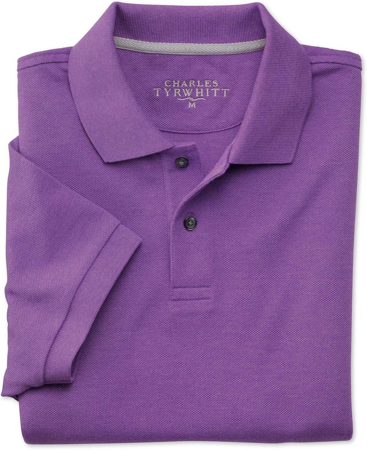 Charles Tyrwhitt Purple Melange Pique Cotton Polo at Amazon Menâs Clothing store
