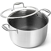 MICHELANGELO Tri-ply Stainless Steel Stock Pot, 8-Quart Stockpot with Lid, 18/10 Nonstick Cooking Pot with Honeycomb Interior, Compatible with All Cooktops