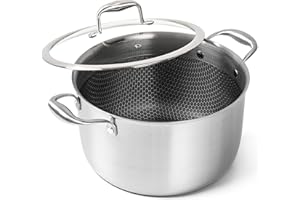 MICHELANGELO Tri-ply Stainless Steel Stock Pot, 8-Quart Stockpot with Lid, 18/10 Nonstick Cooking Pot with Honeycomb Interior