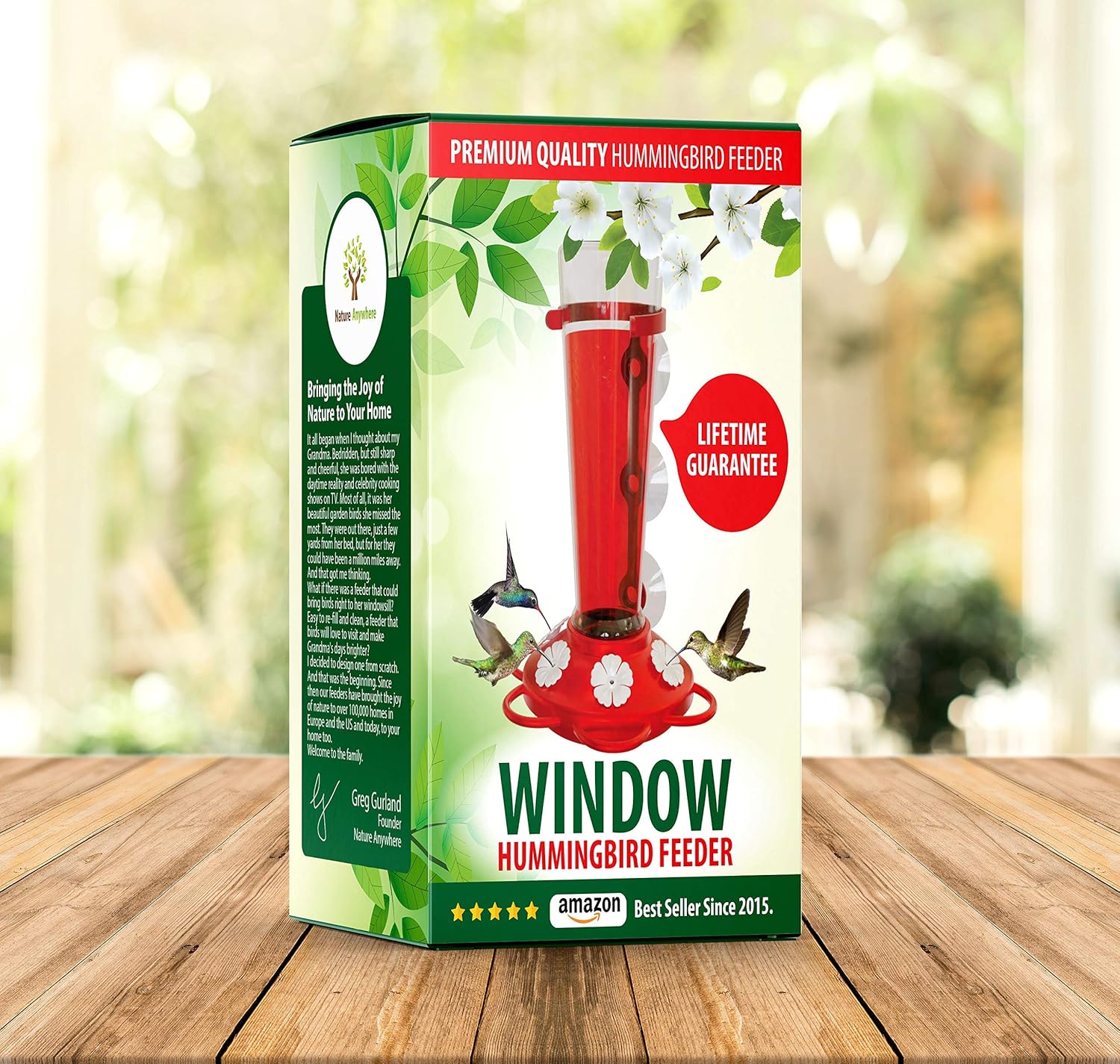 Nature Anywhere Window Hummingbird Feeders for Outdoors Including 3 Colors of Interchangeable Flowers for Hummingbirds Food and Nectar (Large) : Garden & Outdoor