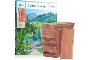 16 American Cedar Wood Blocks – Stop Clothes Damage - Wardrobe Freshener – Premium American Cedarwood Flowers for Fresh Scent in Drawers and Closets - Inovida