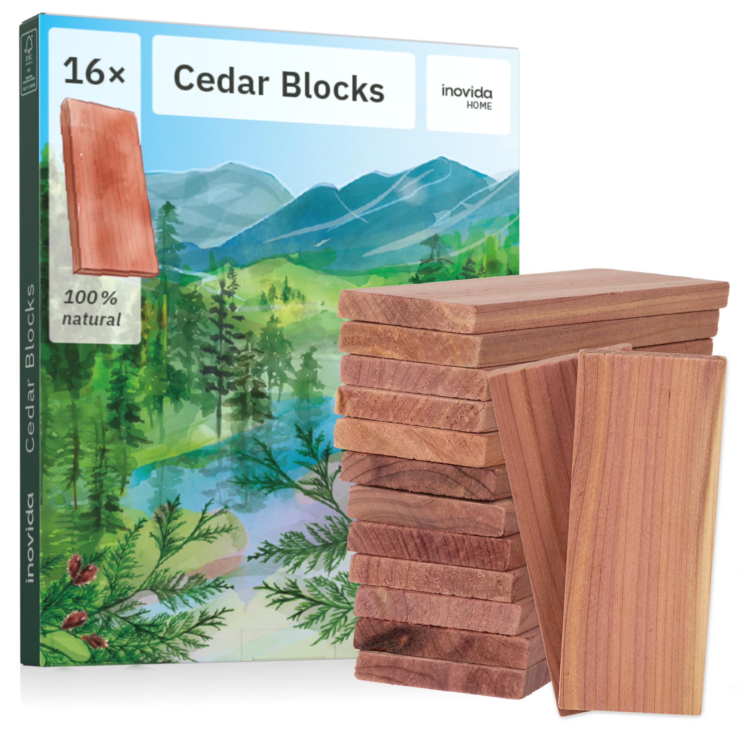 Photo 1 of 16 American Cedar Wood Blocks – Stop Clothes Damage - Wardrobe Freshener – Premium American Cedarwood Flowers for Fresh Scent in Drawers and Closets - Inovida