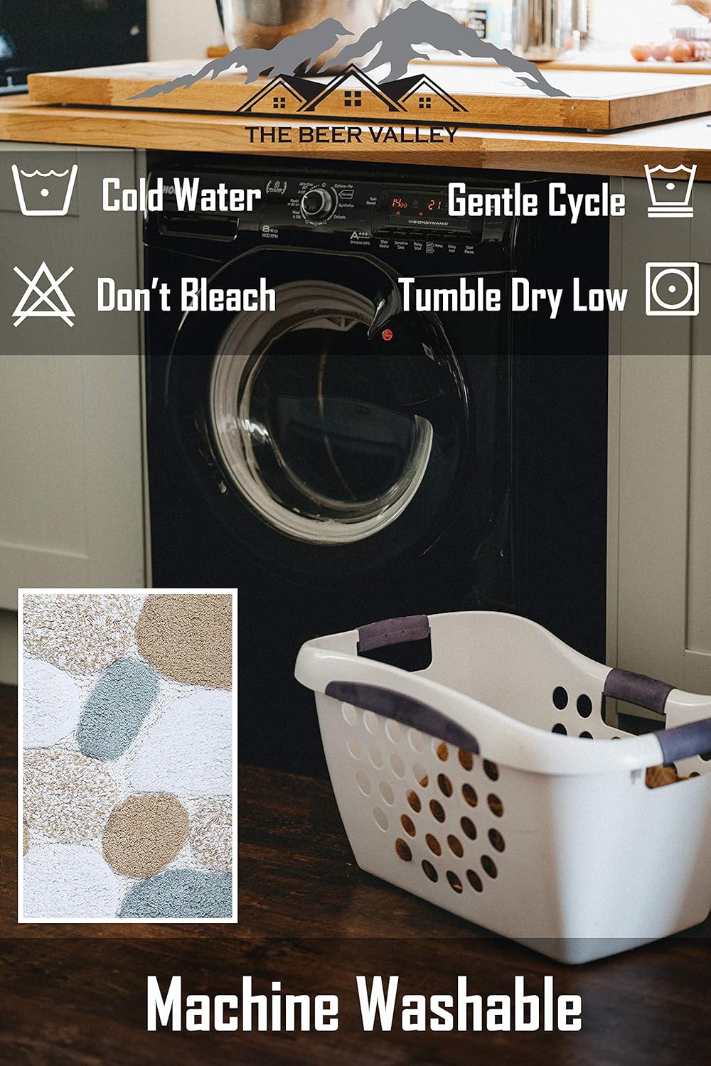 Pebble Bath Rugs Runner 21x31 Grey Beige, Bath Room Rugs Set, Bathroom Rugs Runner, Soft Absorbent Machine Washable Bath Runner Rugs, Bath Rug 100% Cotton Rugs Runner- Antiskid: Kitchen & Dining