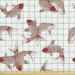 Lunarable Asian Fabric by The Yard, Japanese Carp