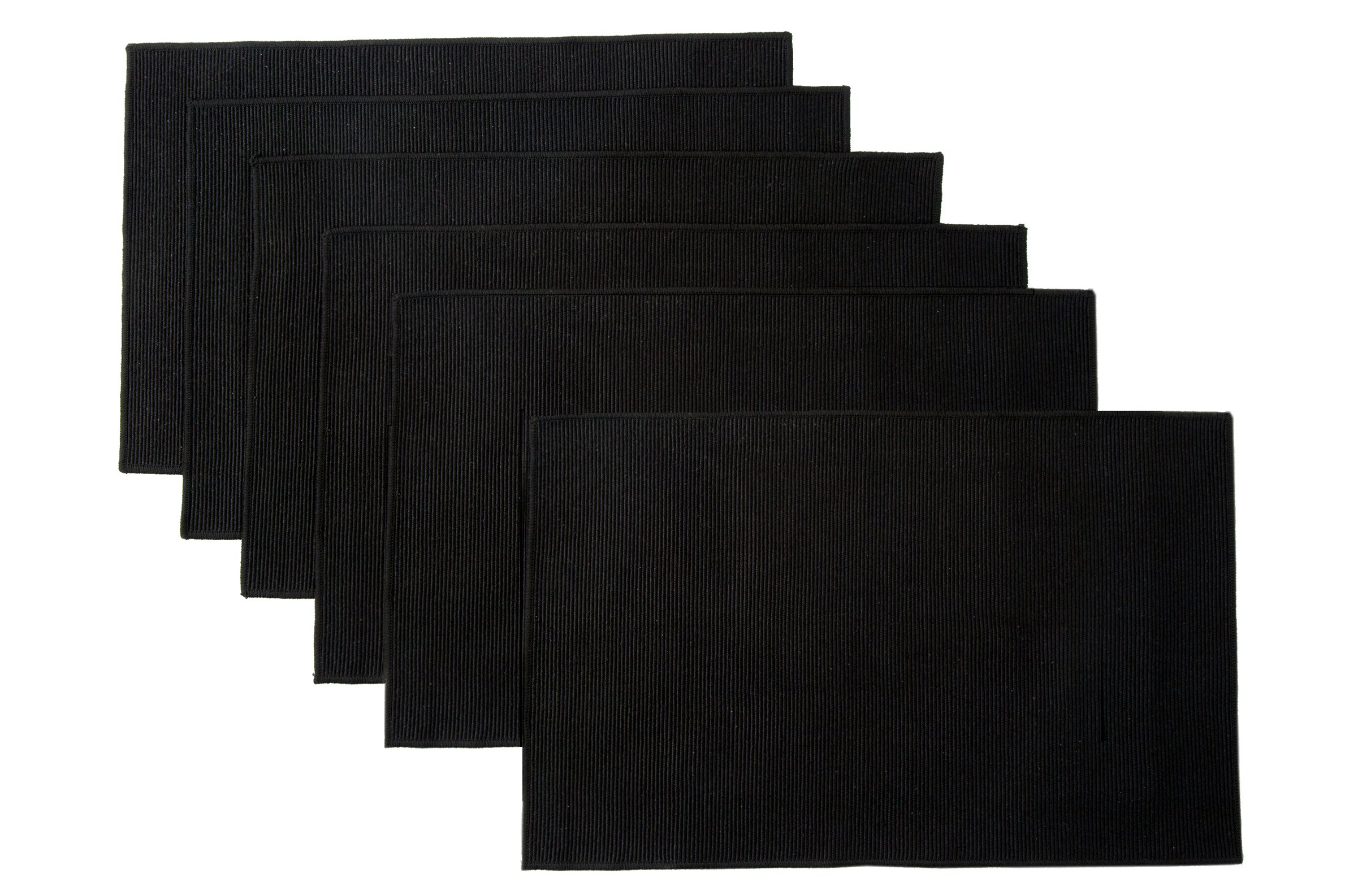 WOOD MEETS COLOR Cotton Table Placemats Woven Braided Ribbed Washable Kitchen Table Mats Set of 6, 12\