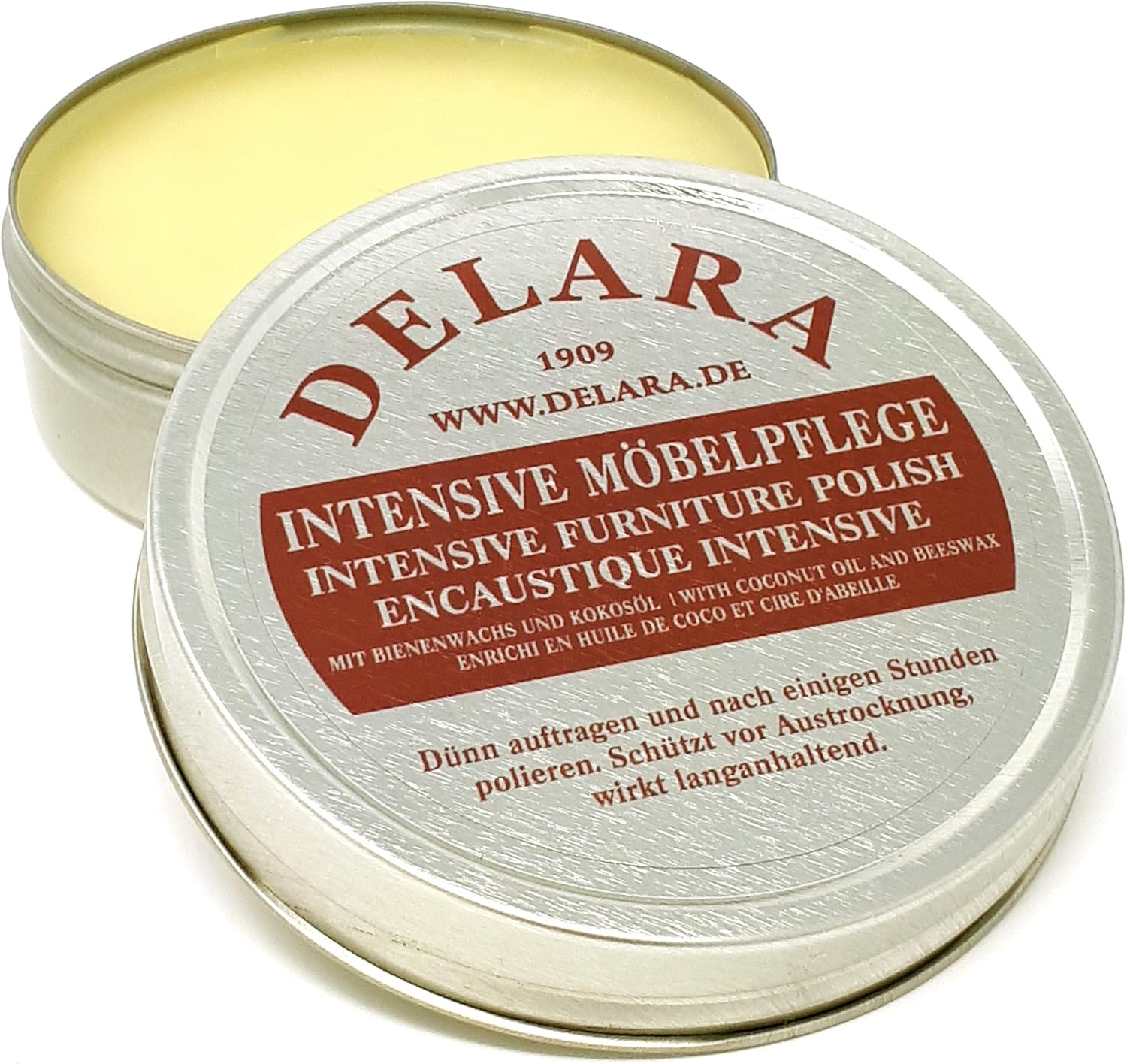 Delara - intensive furniture polish - high quality polish with bees wax and coconut oil - 75 ml, neutral, 75 ml (Pack of 1)