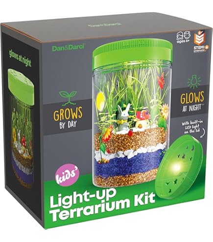 National Geographic Kit Terrario De Dinosaurios – Hábitat Con Luz LED Multicolor, Plantas Reales, Figuras Dinosaurio, Muestras Minerales, Juguete Educativo +4 Años