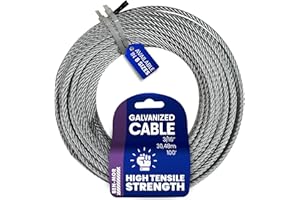 BEN-MOR Galvanized Steel Cable – 3/16 in x 100 FT 7X19 Core Flexible Cable Wire for Fencing, Clothesline, Deck Railing, Pulley, Winch Loop Rope with 840 LBS Working Load Limit for Home and Industrial Use