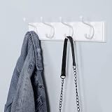 SONGMICS Coat Rack Wall Mounted 4 Dual Hooks White LHR23WT view 4