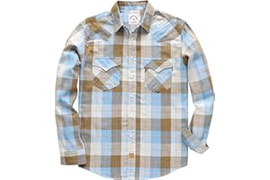 Dubinik® Flannel Shirt for Men Western Cowboy Pearl Snap Shirts for Men Long Sleeve Vintage Buttons Down Plaid Shirt