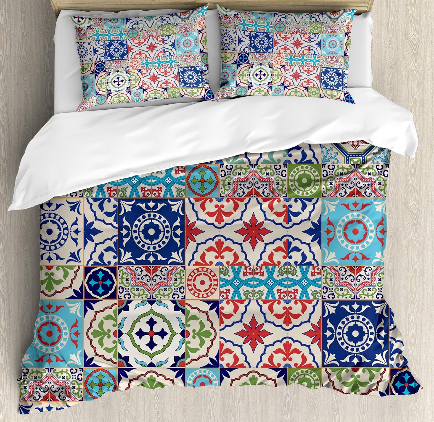 Ambesonne Moroccan Duvet Cover Set, Patchwork Pattern from