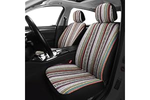 VarCozy Baja Saddle Blanket Seat Covers, Front Seat Covers for Sedan, SUV, Truck, Universal Stripe Colorful Woven Automotive Seat Cover, Breathable, Washable, Airbag Compatible (VC-02-A1)