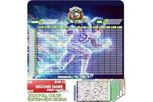 MASCOTWISH Fantasy Football Draft Board 2025 Classic Color Edition, 640 Player Labels, 5.3 Feet x 4.1 Feet Large Board with 14 Teams, 20 Rounds, 2025 Top Rookie, Blank Labels