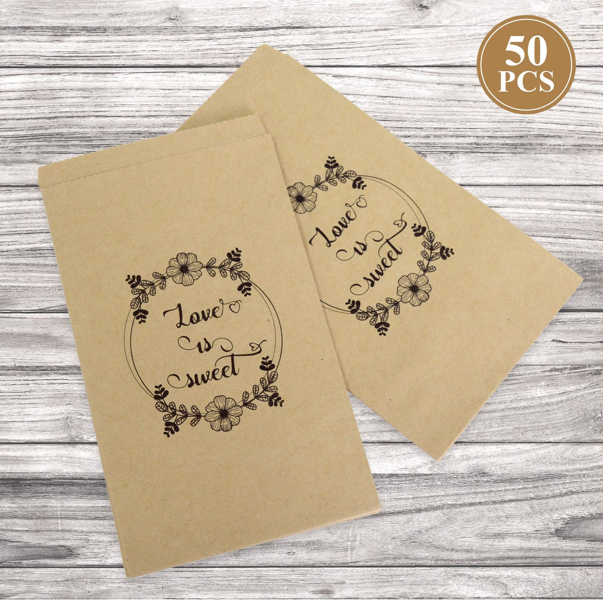 FRIDAY NIGHT Wedding Favors Candy Buffet Bags,50 pcs Brown Kraft Paper Party Favor Bag for Goody,Candy,Snacks