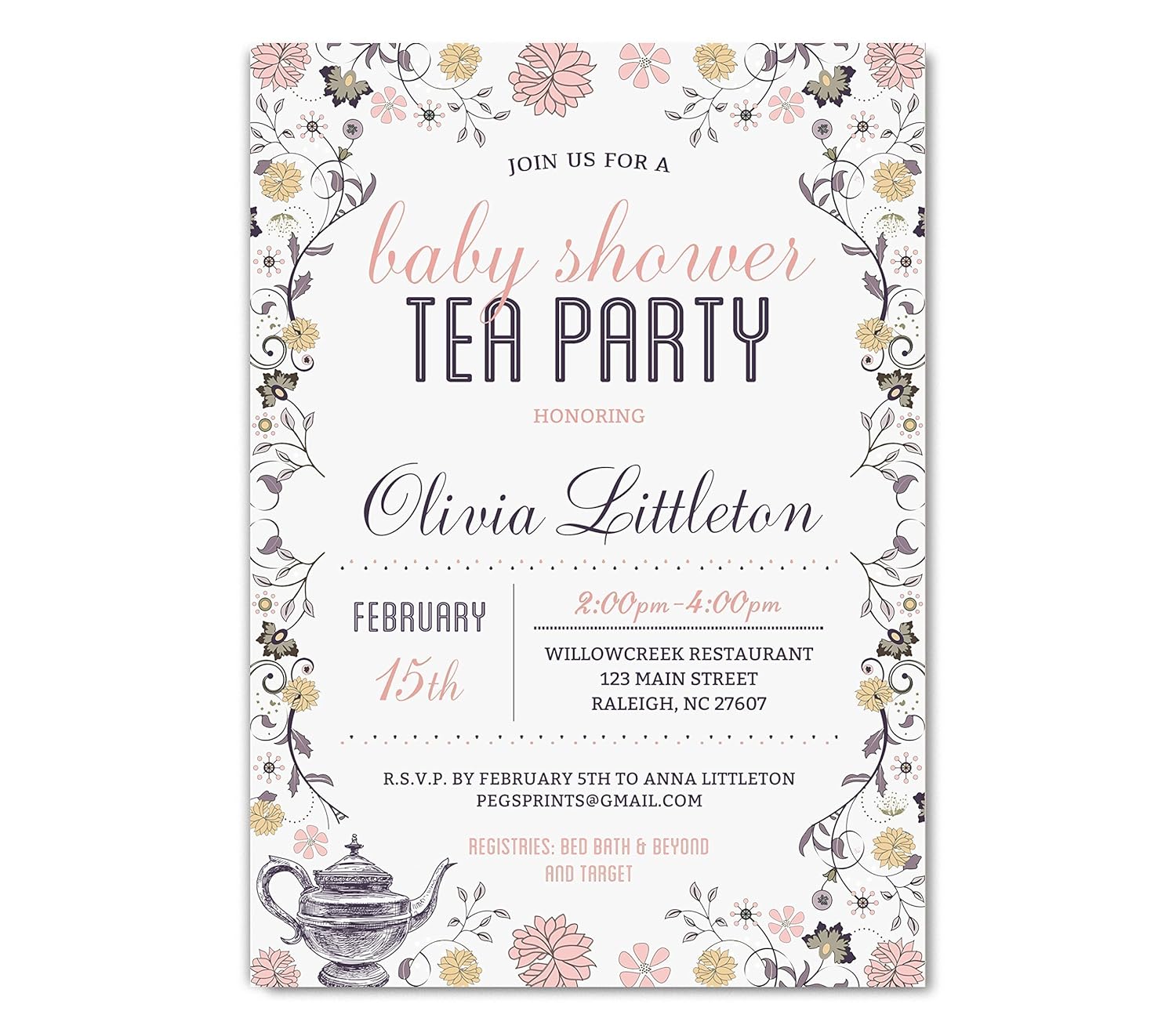 Baby Shower Tea Party Invitation Tea Party Baby Shower