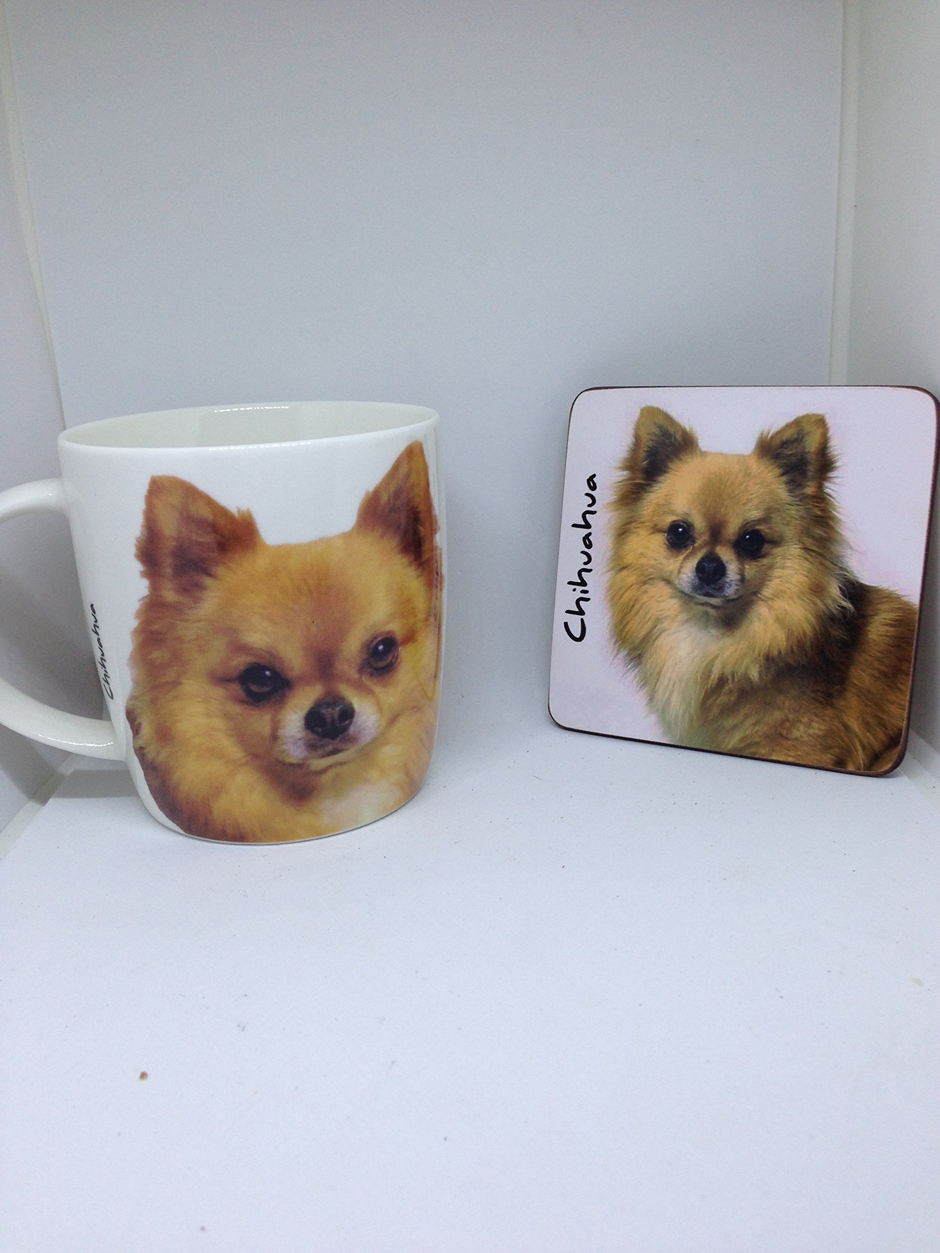 Chihuahua mug and coaster set (Brown)