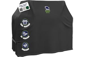 Rugged Rhino Heavy Duty Grill Cover for Outdoor Grills, All Season Three Layer Waterproof Covers, UV Resistant, Windproof, Secure Buckle Closure, Grilling, Griddle, Outside Storage, 58x24x48, Black