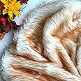 Bianna Candy Amber Orange White Faux Fur Fabric, 60 inches Wide Options and Small Sizes, American Seller, Luxury Shag Shaggy Material for Crafting, Sewing, Costumes (5x60 inches)
