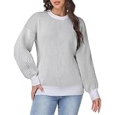 Simlakey Women Striped Sweater 2025 Oversized Color Block Rib Knit Pullover Casual Long Sleeve Crew Neck Winter Trendy